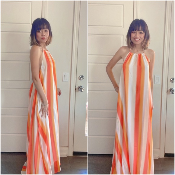 014 - NWOT Boho Striped Backless Flowy Maxi dress (Runs Oversized) - Picture 2 of 5